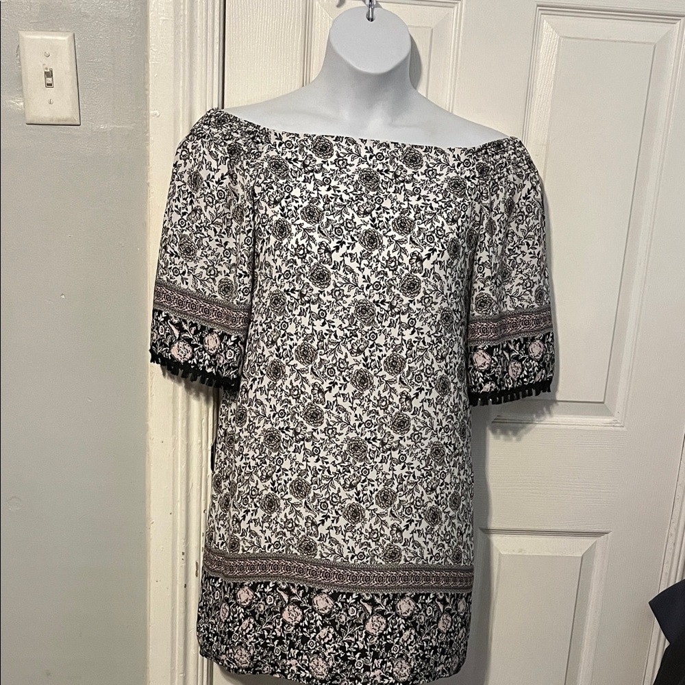 Emma & Michele Elegant Black and White Floral Women's Dress